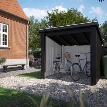 Nordic Sykkelskur 5 m² - 1 modul åpen - inkl. takpapp/alulister/stolpeføtter 
