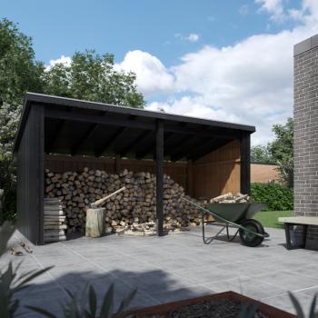 Nordic Multi Gartenhaus 9,5 m² - 2 Module offen m. Dachpappe/Aluleisten/H-Pfostenfüße