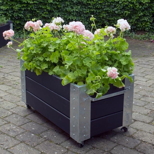 Cubic blomsterkasse m/hjul – 87×50×45 cm – sort – 18238-15 DETAIL88717
