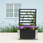 Cubic blomsterkasse m/espalier og hjul – 87×50×130 cm – sort – 18239-15 DETAIL88691