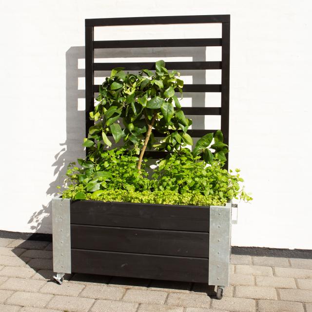 Cubic blomsterkasse m/espalier og hjul – 87×50×130 cm – sort – 18239-15 DETAIL88719