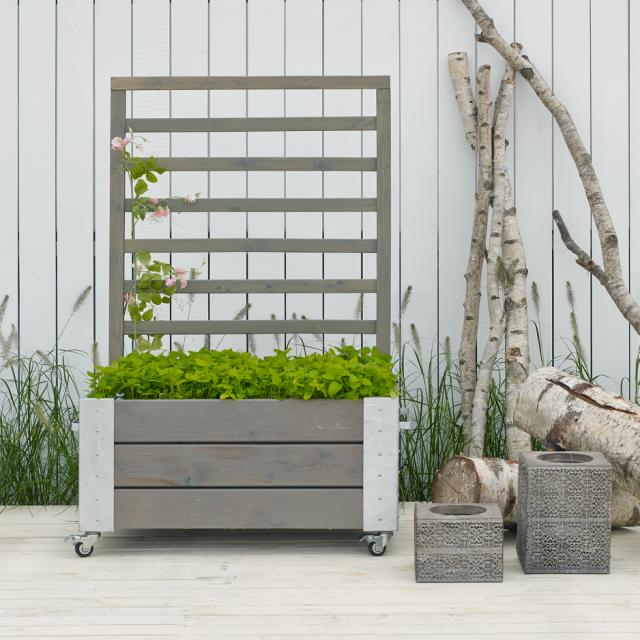 Cubic blomsterkasse m/espalier og hjul – 87×50×130 cm – gråbrun – 18239-18 DETAIL88693