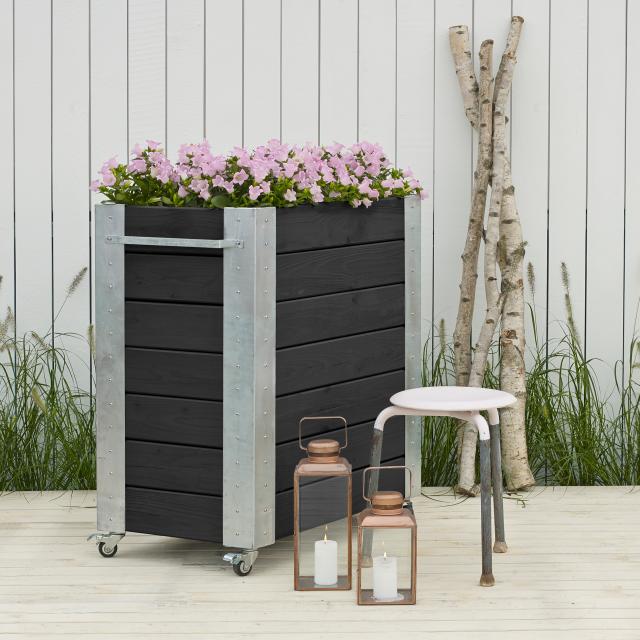 Cubic blomsterkasse m/hjul – 87×50×95 cm – sort – 18241-15 DETAIL88695