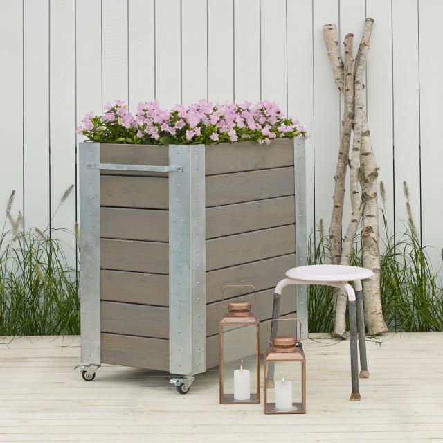 Cubic blomsterkasse m/hjul – 87×50×95 cm – gråbrun – 18241-18 DETAIL88698