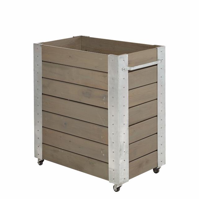 Cubic blomlåda m/hjul - 87×50×70 cm -  gråbrun