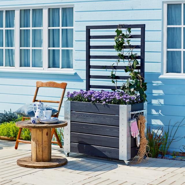Cubic blomsterkasse m/espalier og hjul – 87×50×155 cm – sort – 18249-15 DETAIL88703