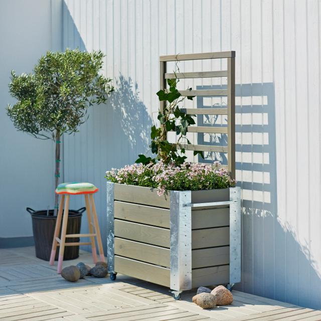 Cubic blomsterkasse m/espalier og hjul – 87×50×155 cm – gråbrun – 18249-18 DETAIL88706