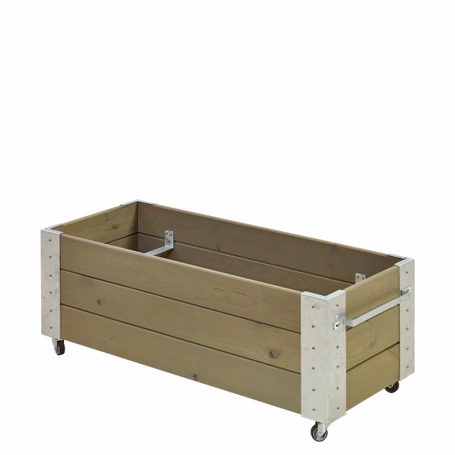 Cubic blomlåda m/hjul - 120×50×45 cm - gråbrun