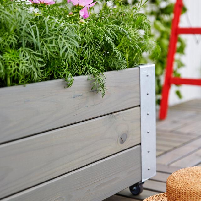 Cubic blomsterkasse m/hjul – 120×50×45 cm – gråbrun – 18261-18 DETAIL88505
