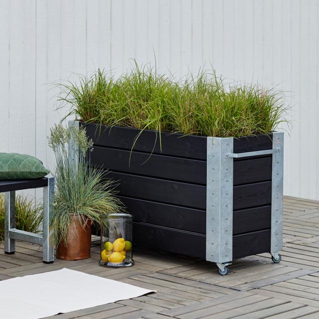 Cubic blomsterkasse m/hjul – 120×50×70 cm – sort – 18262-15 DETAIL88487