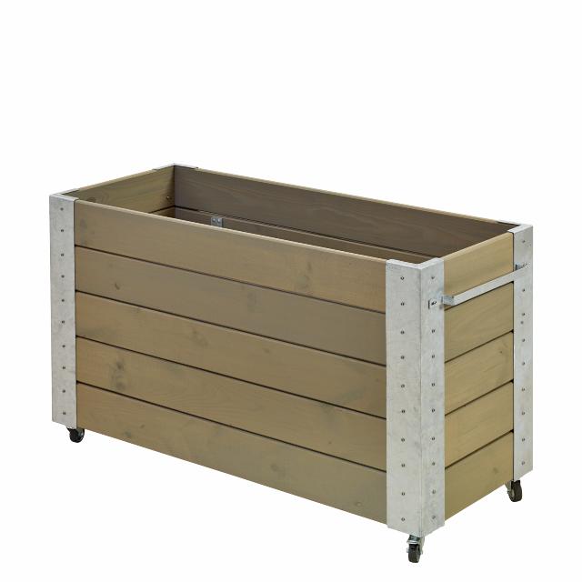 Cubic blomlåda m/hjul - 120×50×70 cm - gråbrun