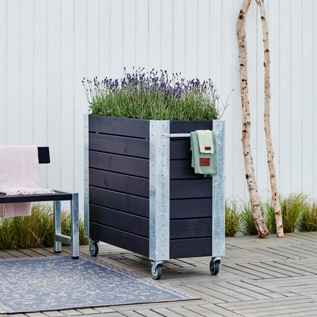 Cubic blomsterkasse m/hjul – 120×50×95 cm – sort – 18263-15 DETAIL88481