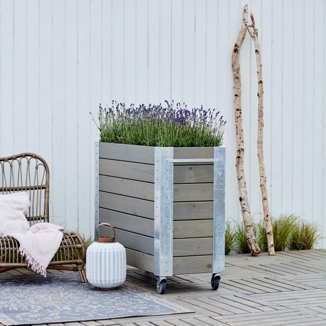 Cubic blomsterkasse m/hjul – 120×50×95 cm – gråbrun – 18263-18 DETAIL88714