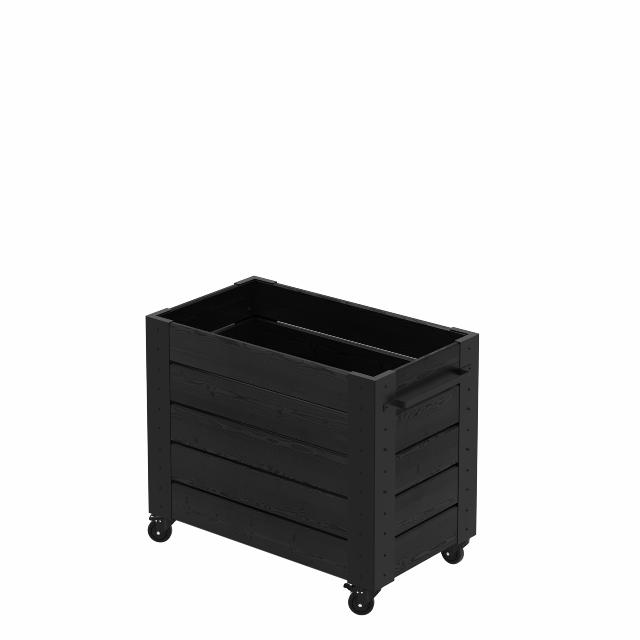 Cubic blomsterkasse m/hjul - 87×50×73 cm - sort