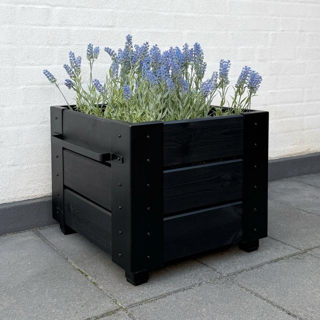 Cubic blomsterkasse m/fødder – 46×50×42 cm – sort – 18377-15 DETAIL88232