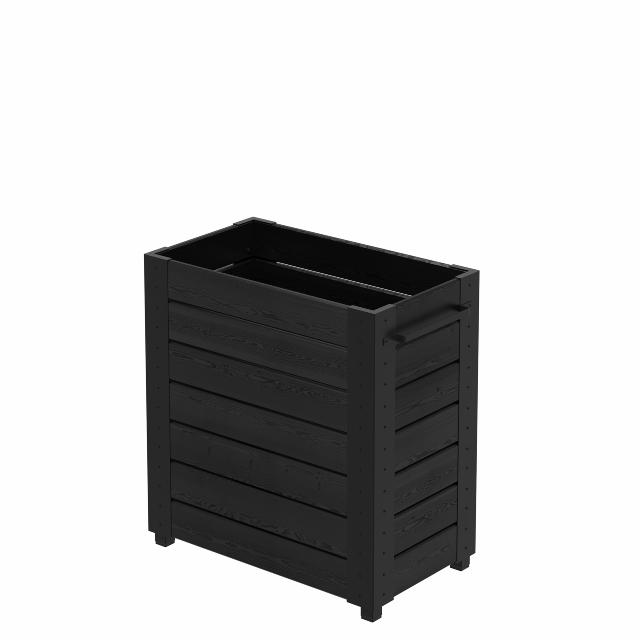 Cubic blomsterkasse m/fødder - 87×50×92 cm - sort