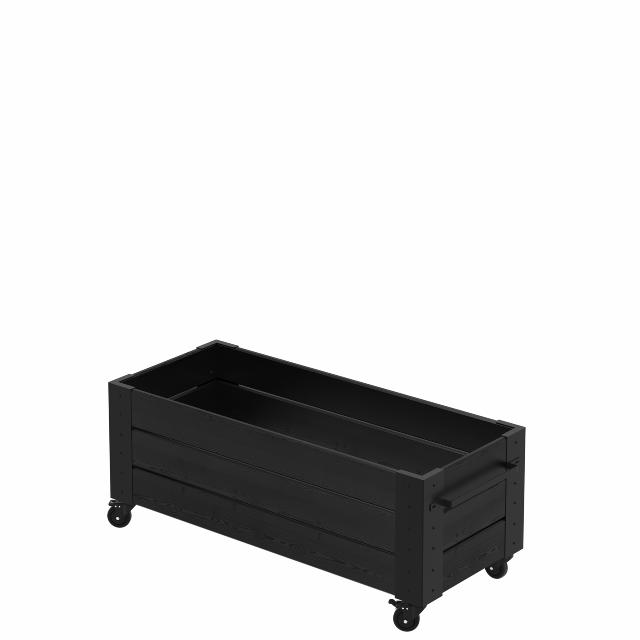 Cubic blomsterkasse m/hjul - 120×50×48 cm - sort