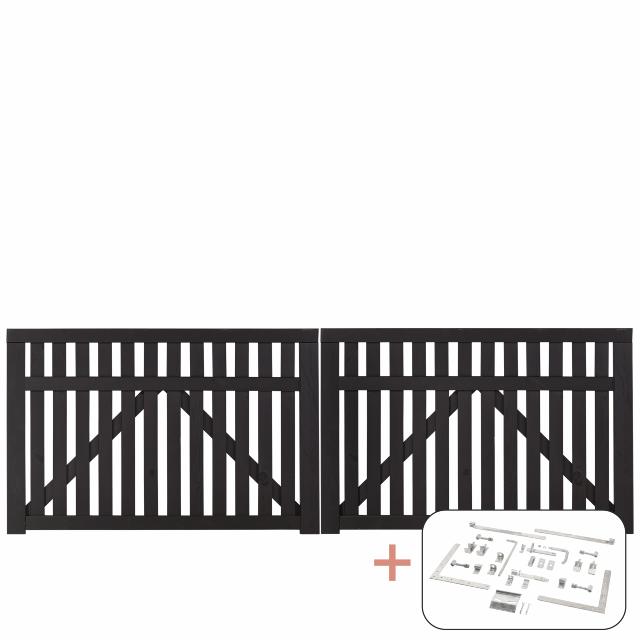 Country dobbeltlåge - 300×98 cm - sort - inkl. beslag