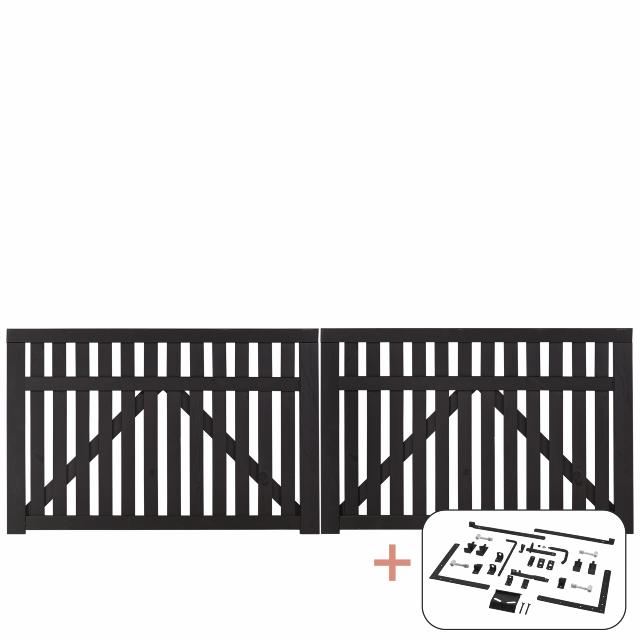 Country dobbeltlåge - 300×98 cm - sort - inkl. sort beslag
