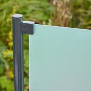 Hærdet glashegn - 90×91 cm - frosted - t/runde stålstolper - 175402-1 DETAIL89590
