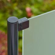Hærdet glashegn - 90×91 cm - frosted - t/runde stålstolper - 175402-1 DETAIL89591