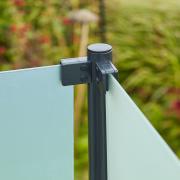 Hærdet glashegn - 90×91 cm - frosted - t/runde stålstolper - 175402-1 DETAIL89593