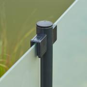 Hærdet glashegn - 90×91 cm - frosted - t/runde stålstolper - 175402-1 DETAIL89592