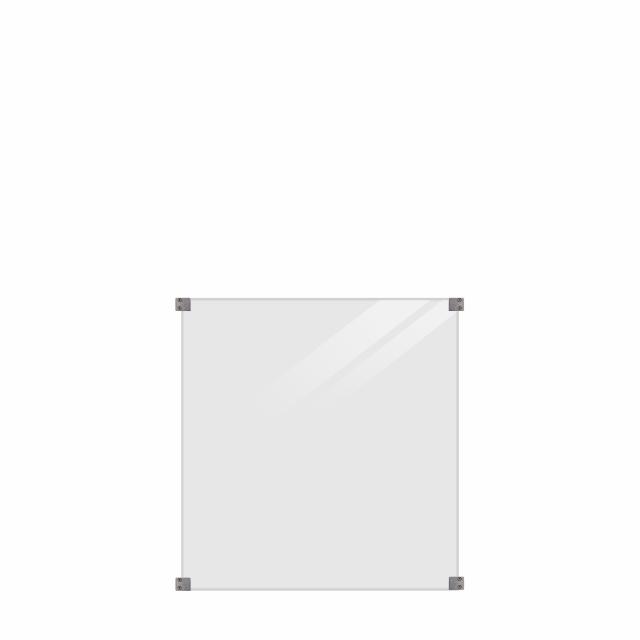 Hærdet glashegn - 90×91 cm - røgfarvet gråsort - m/galv. beslag