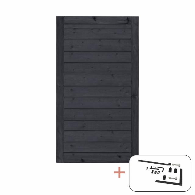 PLUS Klink enkeltlåge - 100×163 cm - sort - PEFC - inkl. sort beslag