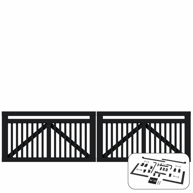 Linea dobbeltlåge - 300×80 cm - sort - inkl. sort beslag