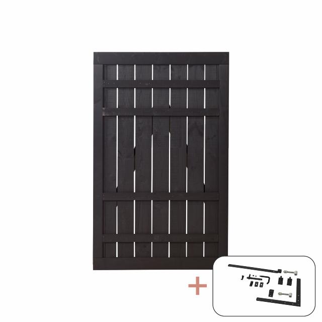 Rustik enkeltlåge - 100×158 cm - sort - inkl. sort beslag