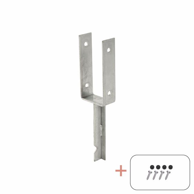 U-Stolpefod - 9×9 cm stolper - til nedstøbning - m/skruer