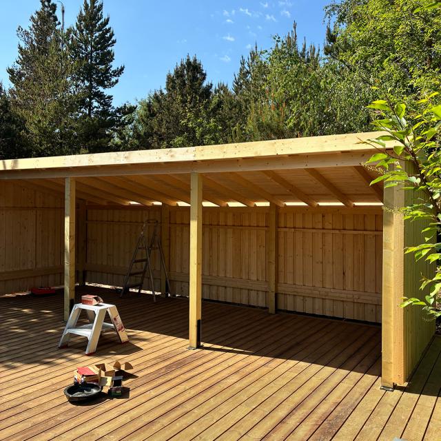 Nordic havehus 3 moduler færdigmonteret på træterrasse