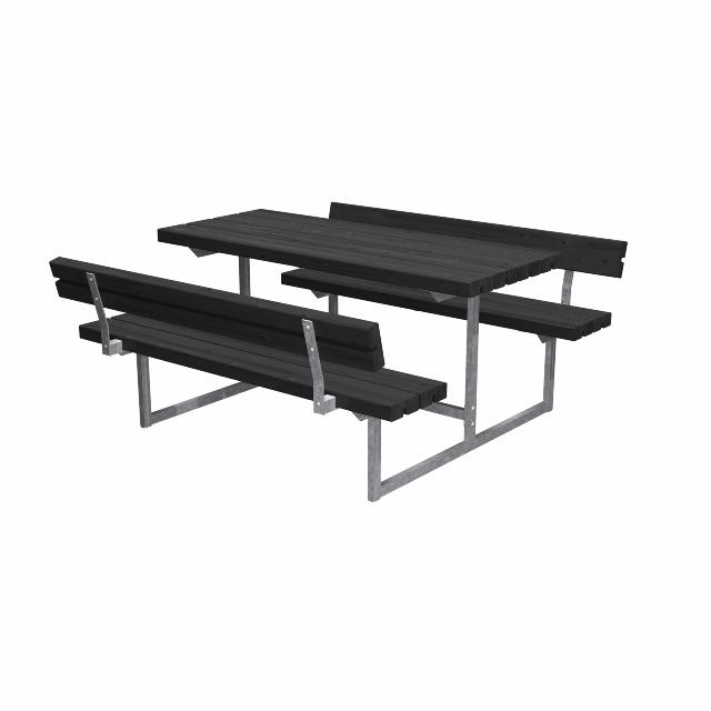 Basic Junior bord/bænkesæt m/2 ryglæn - 118 cm - sort