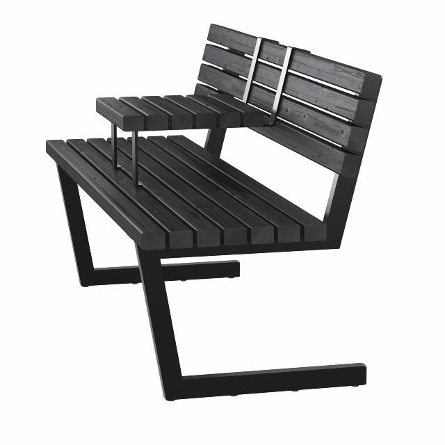 Relax bænk m/hængebord - 150 cm - sort