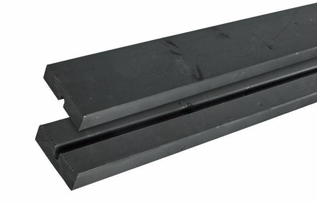 Plankenbank mit Rückenlehne - 176 cm - Schwarz
