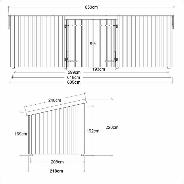 Nordic Multi Havehus 14 m² - 3 moduler m/dobbeltdør og lukket front 