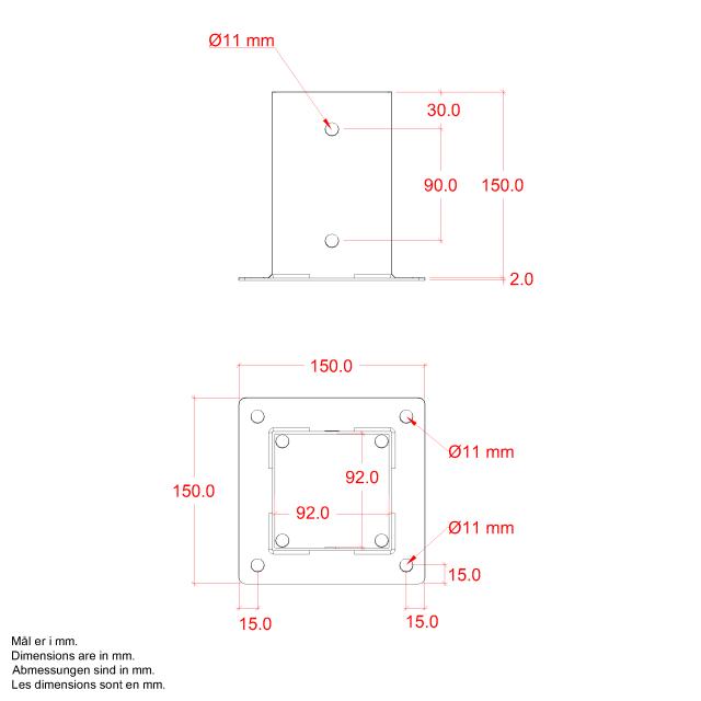 Cubic stolpefot - 9×9 cm stolper - til fundament