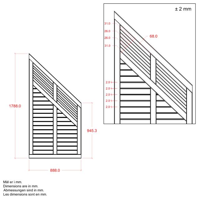 Decora hegn skråelement - 90×180/95 cm - hvid - 17679-13 DETAIL88849