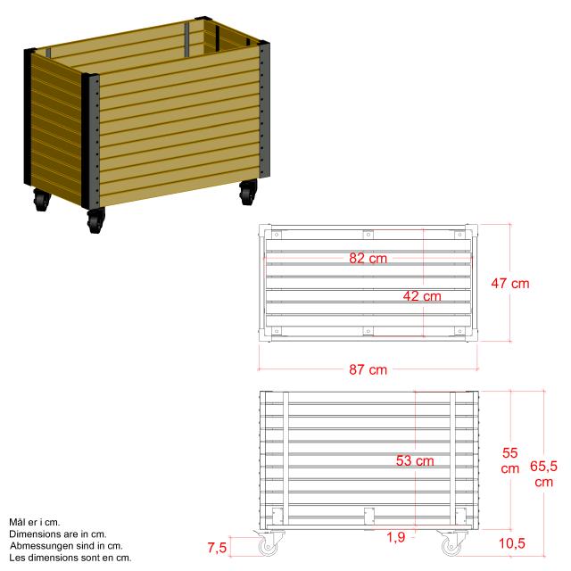 Cubic Living plantekasse m/hjul - ThermoWood® - 87×47×65,5 cm