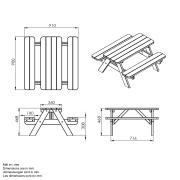 Tiny bord/bænkesæt til børn - 90 cm - ThermoWood® – 18549-4 DETAIL89119
