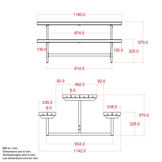 Basic Junior bord/bænkesæt – 118 cm – sort – 185860-15 DETAIL88855