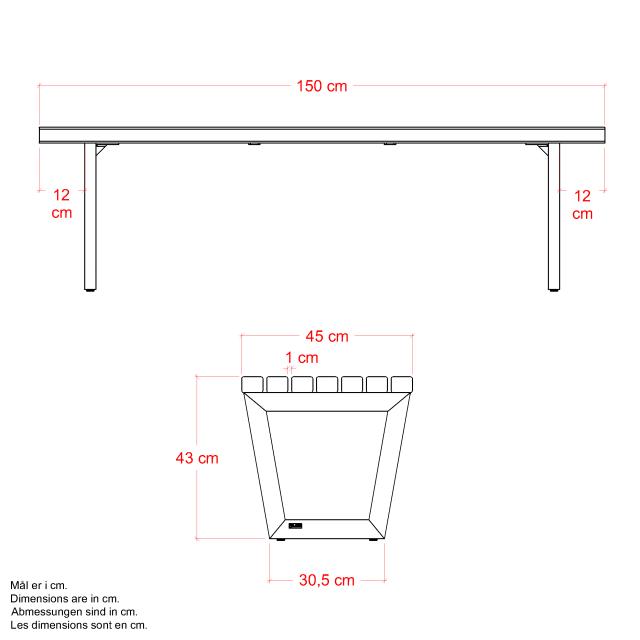 Siesta Living bænk/bord – 150 cm  – sort – 19655-15 DETAIL87392
