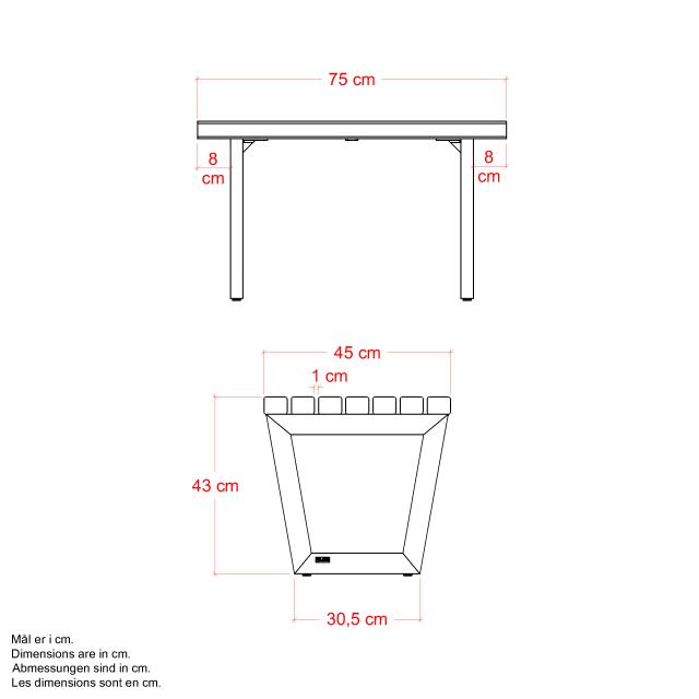 Siesta Living skammel/bord – 75 cm – sort – 19656-15 DETAIL86701