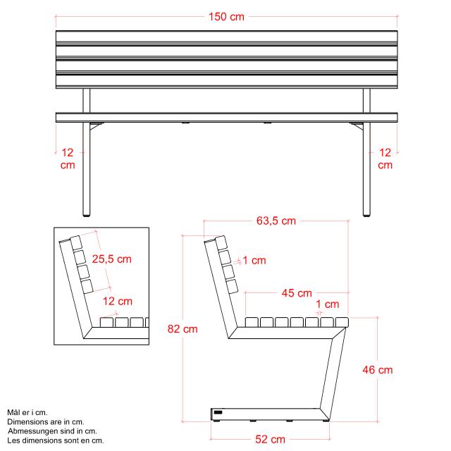 Relax bänk m/hängbord - 150 cm - ThermoWood®