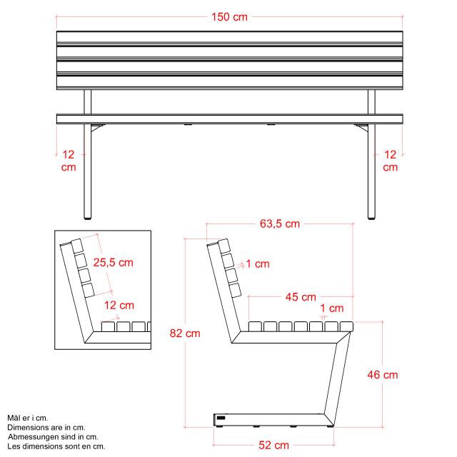 Relax bænk – 150 cm – sort – 19670-15 DETAIL90061