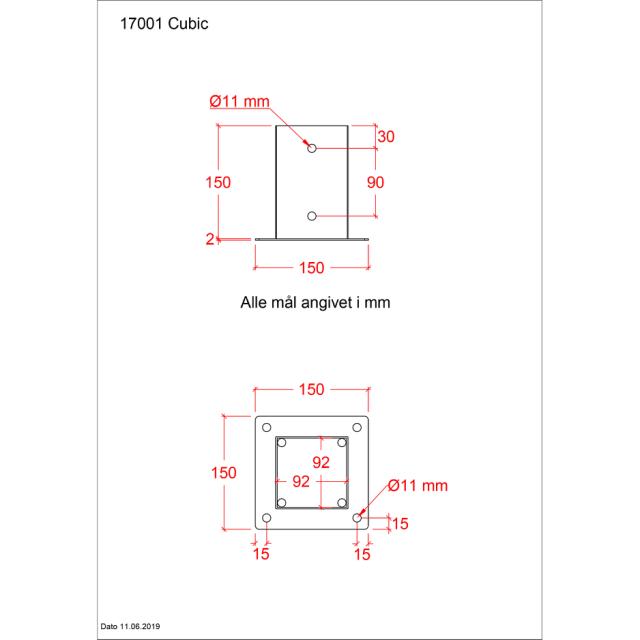 Cubic Pfostenfuß - 9×9 cm Pfosten - für Fundament - mit Schrauben