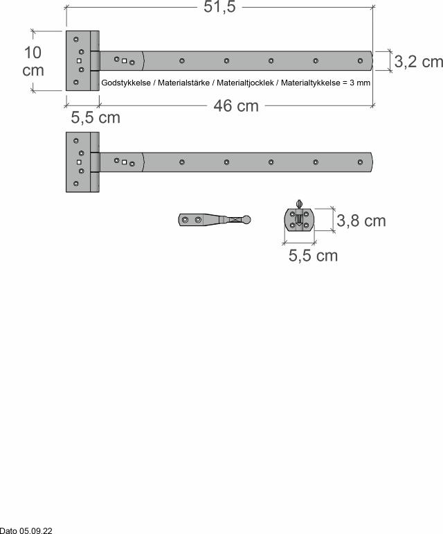 Rom Enkeltlåge inkl. beslag - 100×75 cm