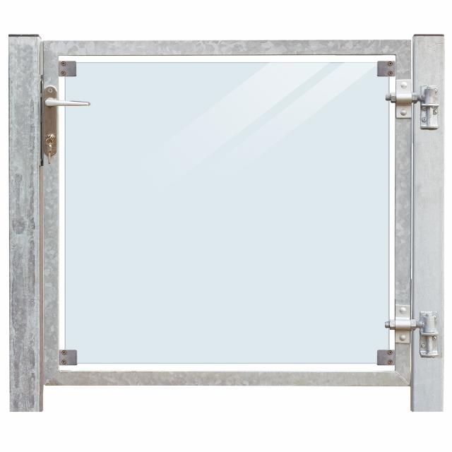 Glassport klar - 99x91 cm + 16 cm stolper - høyrehengt og til nedstøpning 