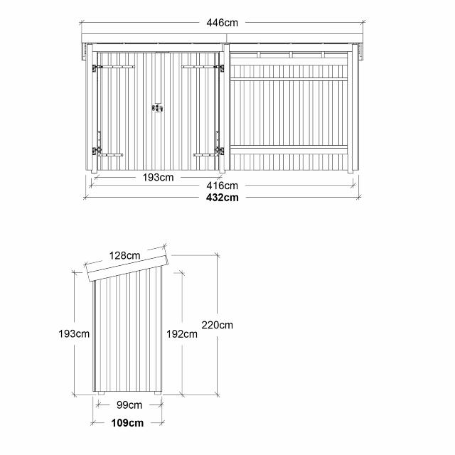 Nordic Multi Havehus 4,7 m² - 2 moduler m/dobbeltdør og åben front - inkl. tagpap/alulister